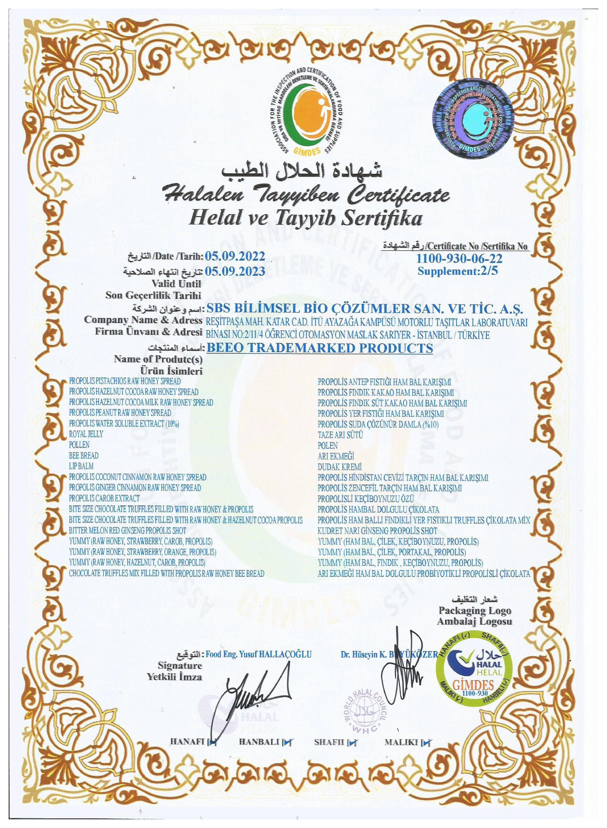 Halal Certificate Appendix 2