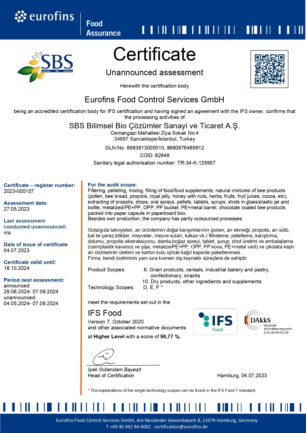 IFS Certificate