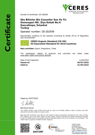 ORGANIC Certificate