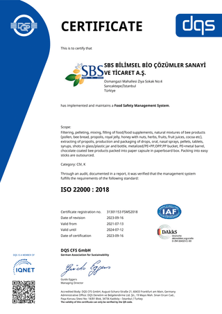 ISO 22000 Food Safety Management System Certificate 2024