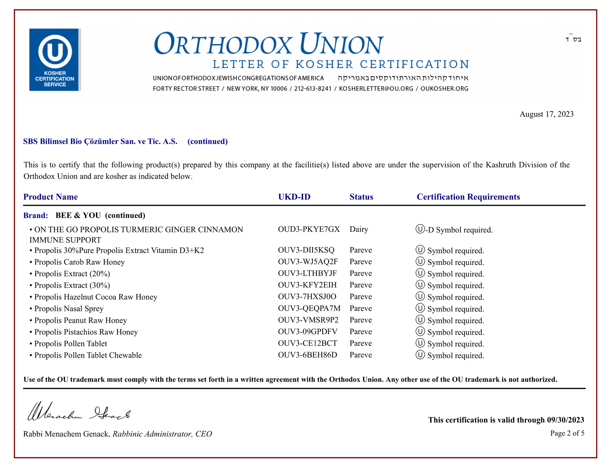 KOSHER Certificates 2