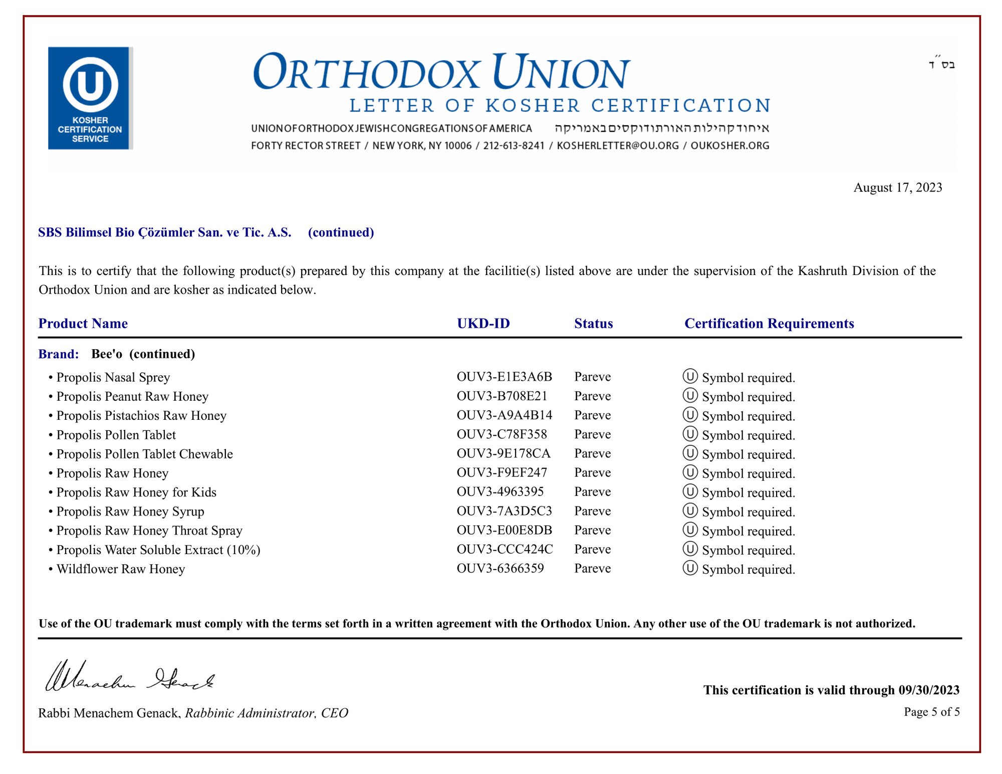 KOSHER Certificates 5