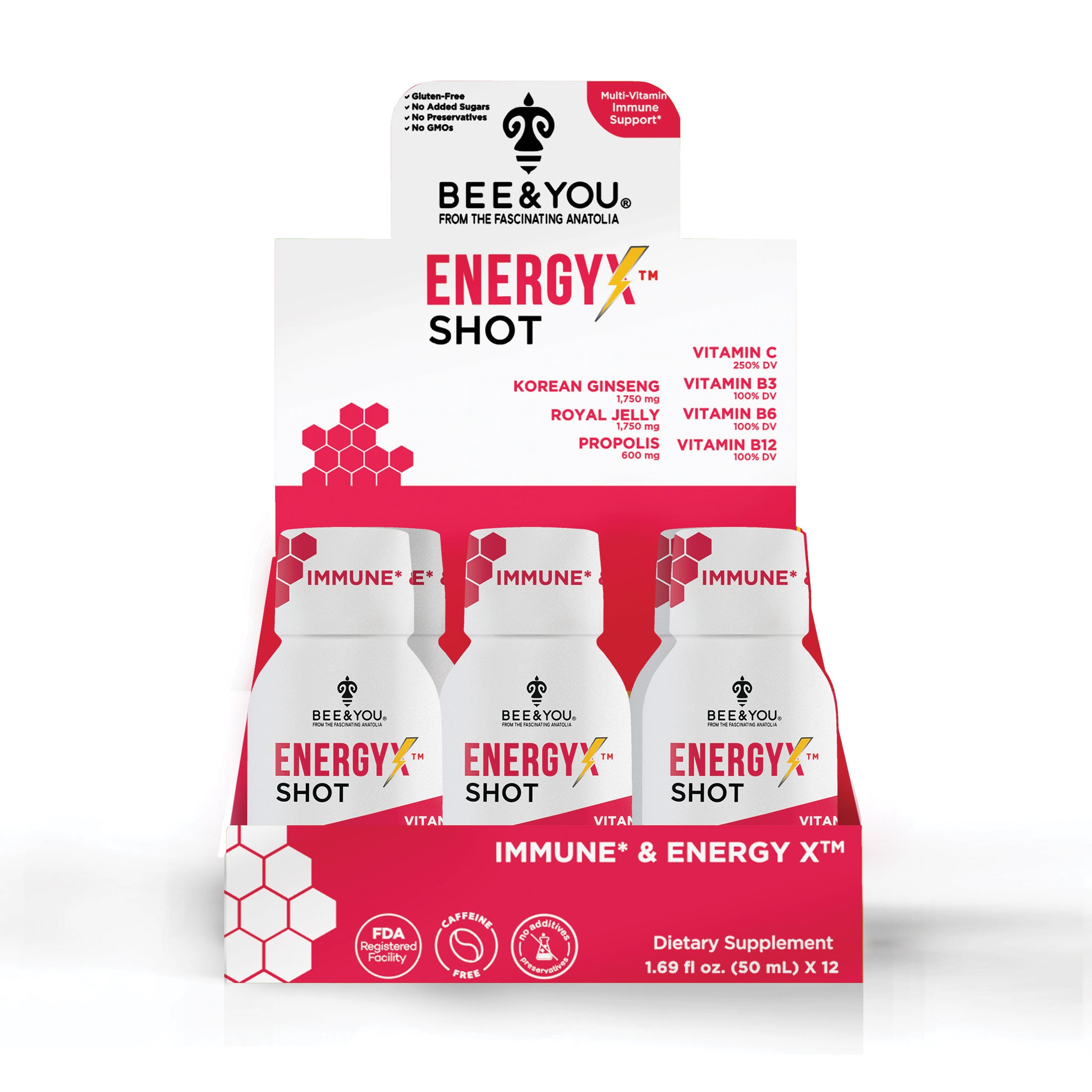 Energy – Immune Shot |Natural Pomegranate Taste| Caffeine-Free