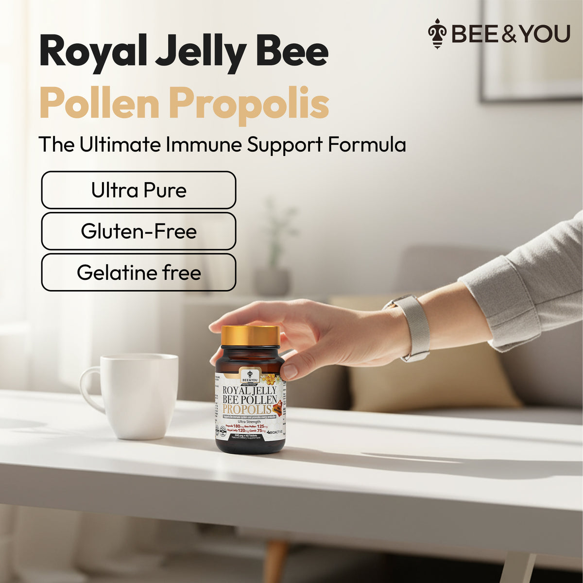 Royal Jelly+Propolis+Bee Pollen Tablets Ultra Potency – Pack of 4