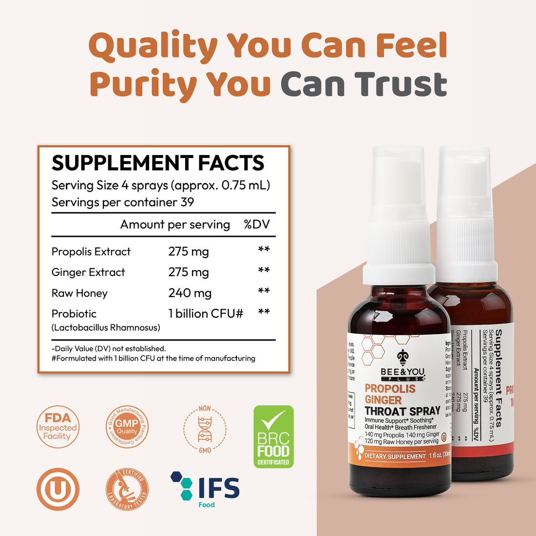 Propolis+Ginger+Raw Honey Throat Spray