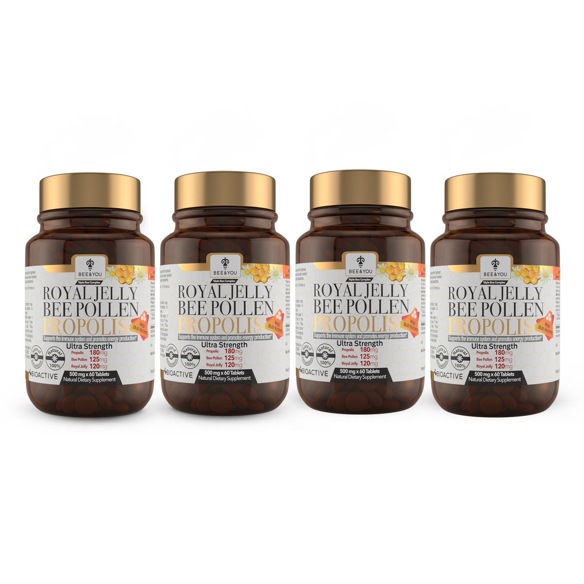 Royal Jelly+Propolis+Bee Pollen Tablets Ultra Potency – Pack of 4