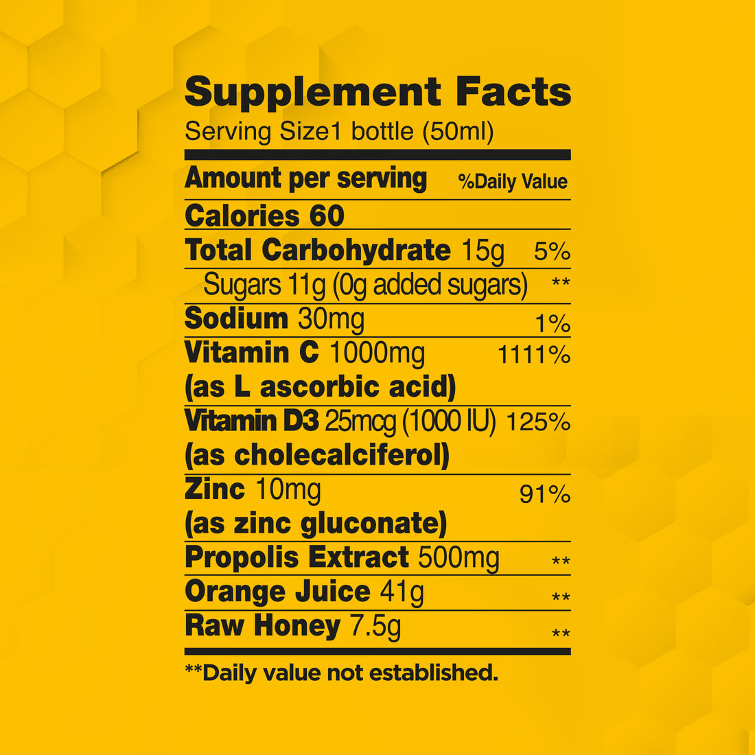Propolis+VitC+VitD3+Zinc Immune Support Shot Drink for Adults x 12