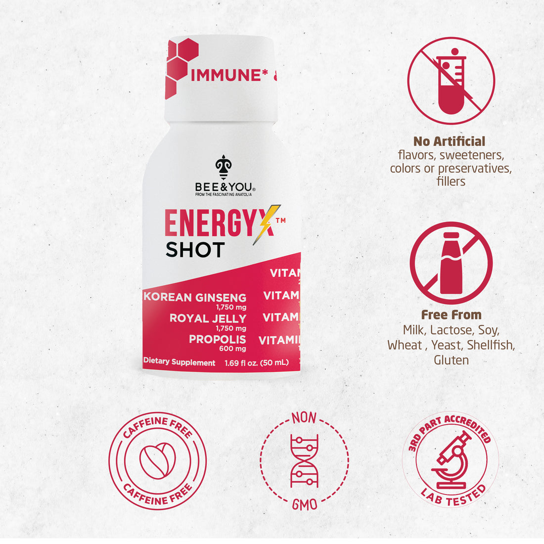 Royal Jelly, Red Korean Ginseng, Propolis Energy X Natural Shot