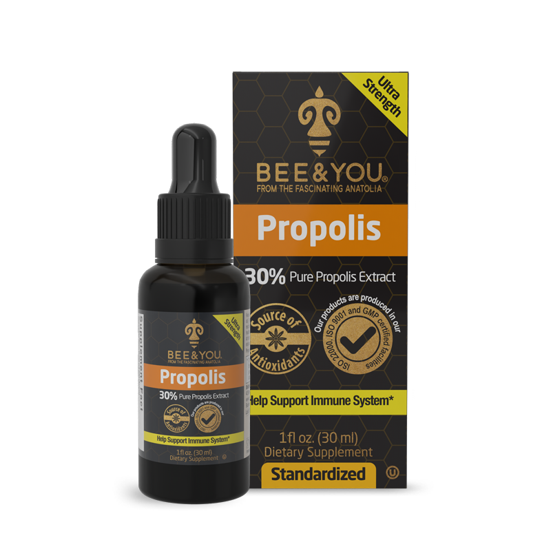 propolis cosmetics product, bottles with bee extract based on